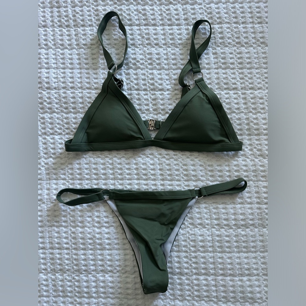 Green SHEIN Triangle Bikini Set